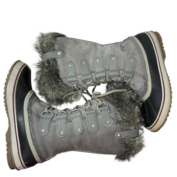 Sorel Joan of Arc Boots Gray Leather Warm Snow Winter Waterproof Women’s Size 9 - Picture 8 of 12